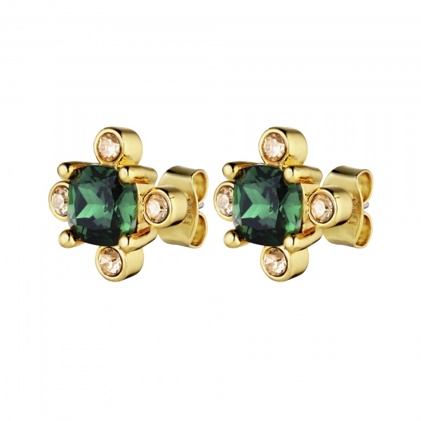 Dyrberg Kern Gigi Gold Earrings - Emerald Green